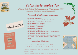 Calendario scolastico a.s.2023/2024